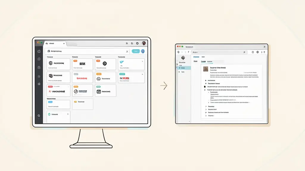 A high-tech digital dashboard showing a library of roofing brand assets, organized folders with tags, and a side-by-side view of a locked marketing template being edited.